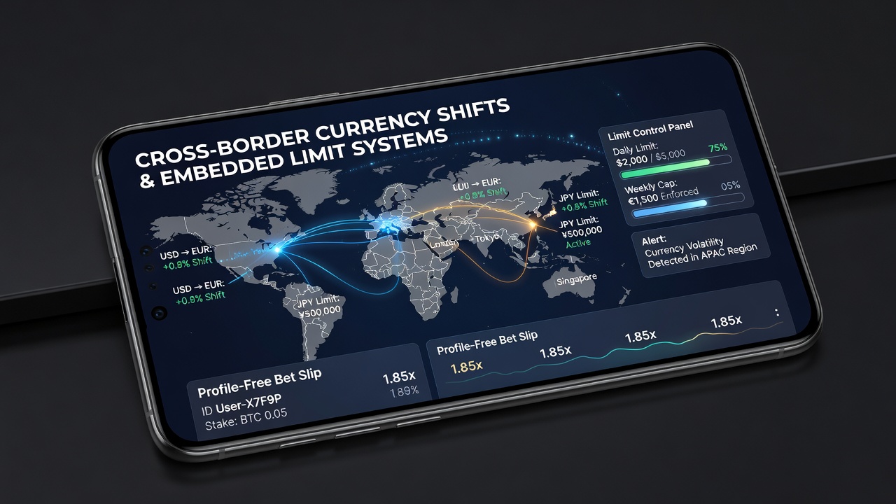 Diagram illustrating currency conversion flow and embedded spending limits across borders