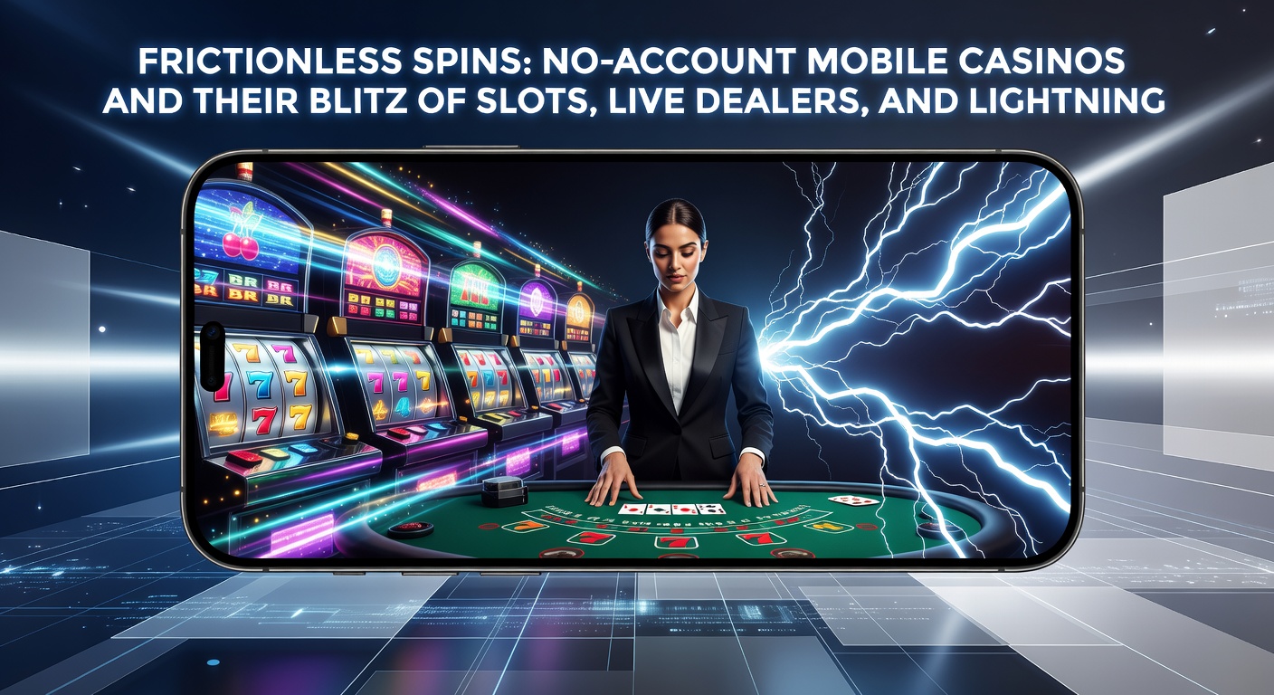 Dynamic screenshot of a live dealer roulette wheel spinning alongside slot reels and instant payout notifications on a no-account mobile casino dashboard